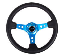 NRG Sportratt Läder med Blått Centrum 350mm (3'' Djup)